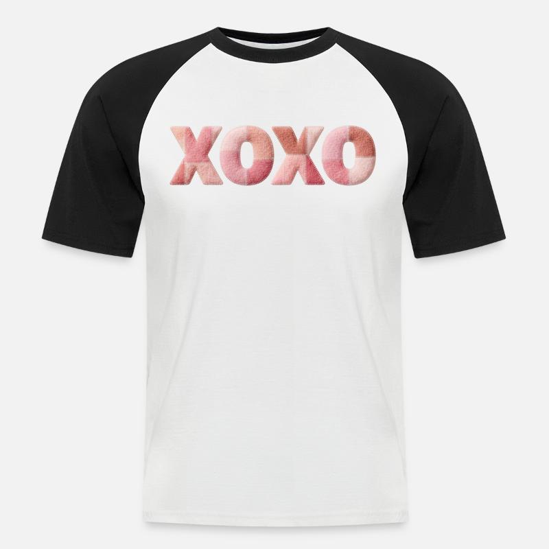 XOXO Patchwork Spruch Kuss Umarmung - Männer Baseball-T-Shirt - Weiß/Schwarz