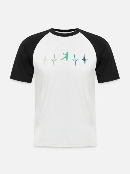 Handball, Herzschlag, Handball - Männer Baseball-T-Shirt - Weiß/Schwarz