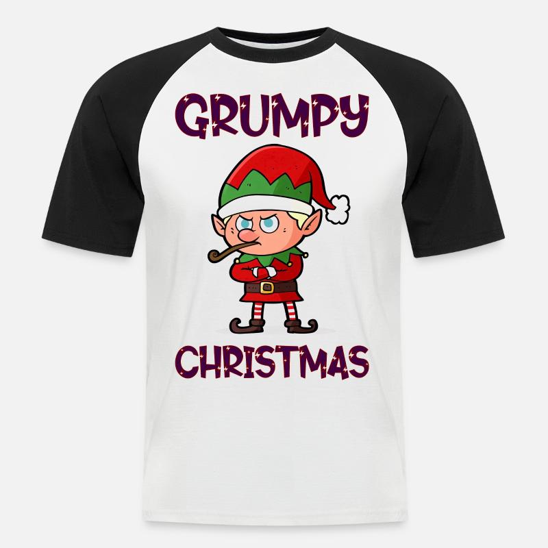 Grumpy Christmas Elf - Männer Baseball-T-Shirt - Weiß/Schwarz