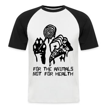 VEGAN For The Animals Not For Health - Männer Baseball-T-Shirt - Weiß/Schwarz - Vorne - Nik (191cm)