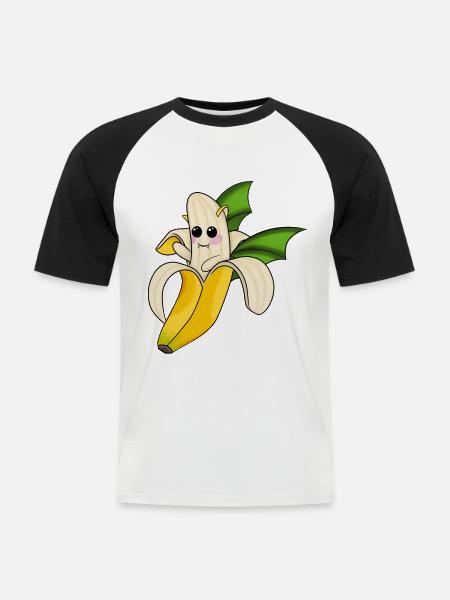 Bananen Fledermaus - Männer Baseball-T-Shirt - Weiß/Schwarz