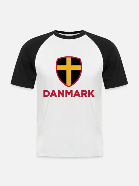 National flag of Denmark - Men's Baseball T-Shirt - white/black