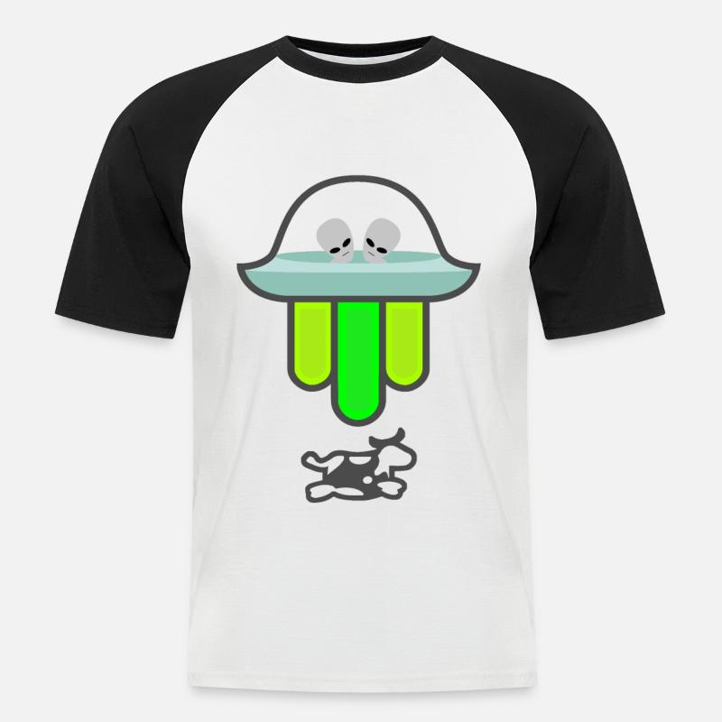 UFO Hamsa - Männer Baseball-T-Shirt - Weiß/Schwarz