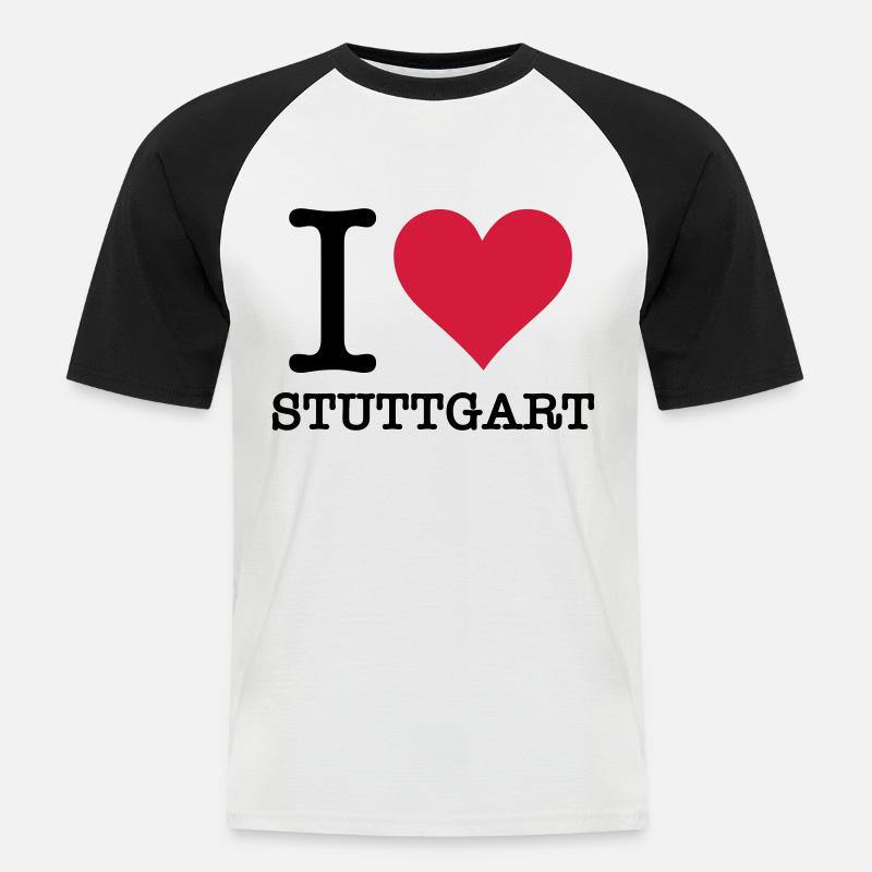 Ich liebe Stuttgart - Männer Baseball-T-Shirt - Weiß/Schwarz
