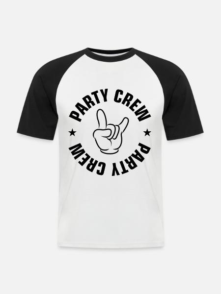 Party Crew Hand Symbol - Men's Baseball T-Shirt - white/black