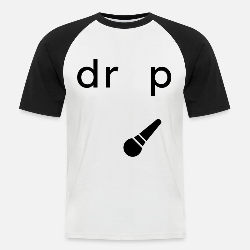 Drop the Microphone - Männer Baseball-T-Shirt - Weiß/Schwarz