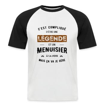 LÉGENDE ET MENUISIER - T-shirt baseball manches courtes Homme - blanc/noir - Devant - Nik (191cm)