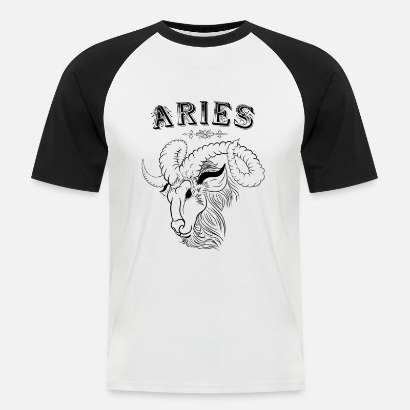 Aries Sternzeichen Widder - Männer Baseball-T-Shirt - Weiß/Schwarz