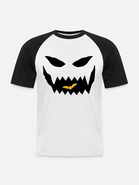 Halloween Face - Men's Baseball T-Shirt - white/black
