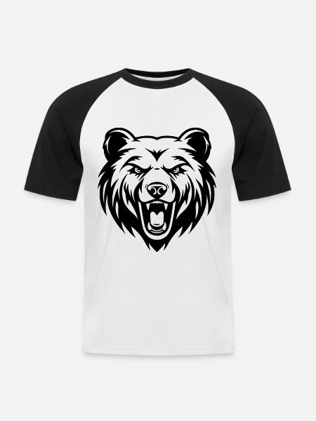 Bear Head - Men's Baseball T-Shirt - white/black