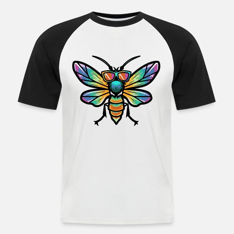 Libelle Cool Comic - Männer Baseball-T-Shirt - Weiß/Schwarz