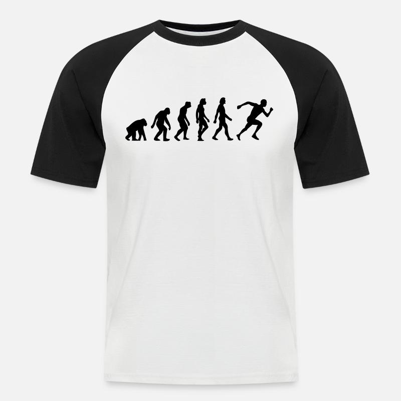 L évolution de la course - T-shirt baseball manches courtes Homme - blanc/noir