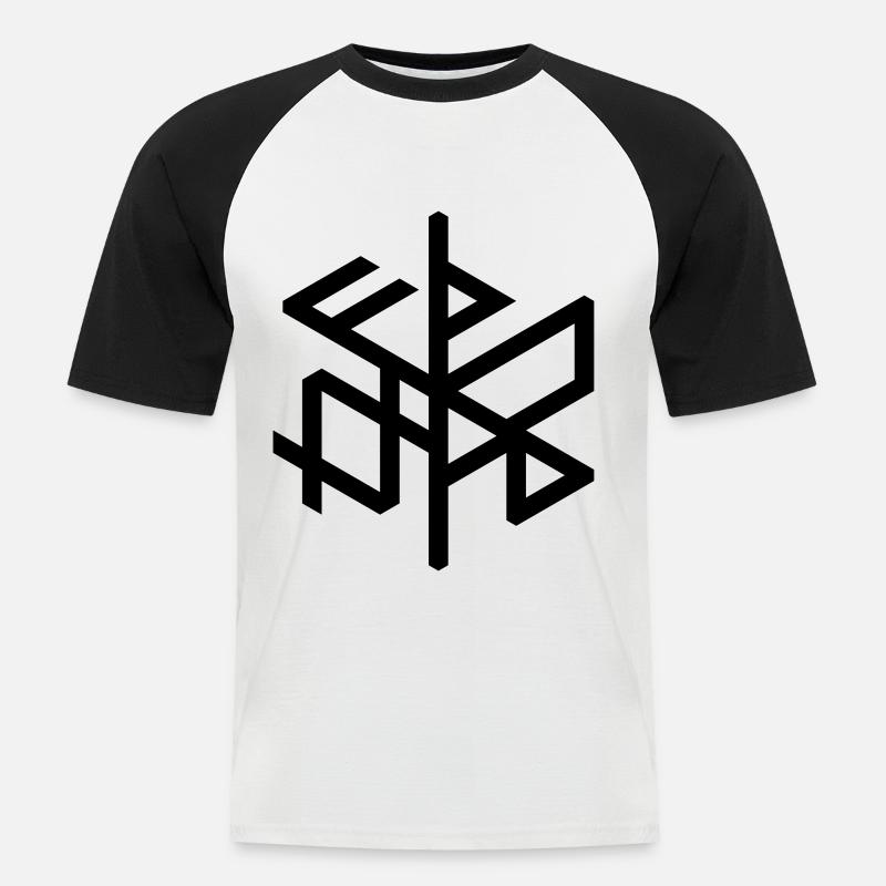 Thüringer "Þuringa" Hexa-Binderune,rechts/cw,QRF0© - Männer Baseball-T-Shirt - Weiß/Schwarz