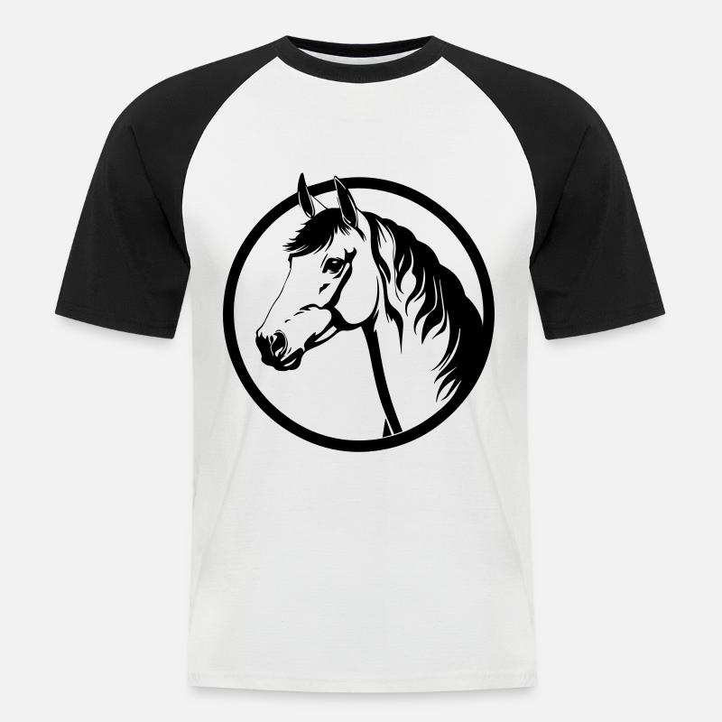 Pferd - Männer Baseball-T-Shirt - Weiß/Schwarz