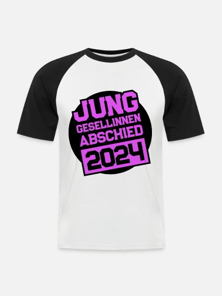 Junggesellinnenabschied Jga 2024 - Männer Baseball-T-Shirt - Weiß/Schwarz