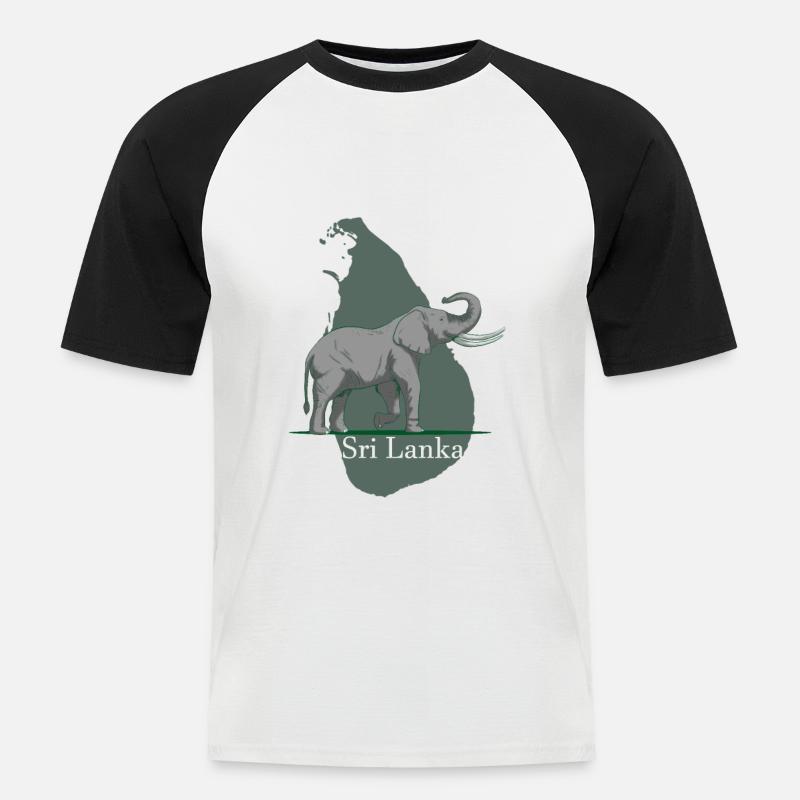 Sri Lanka Elefant - Männer Baseball-T-Shirt - Weiß/Schwarz