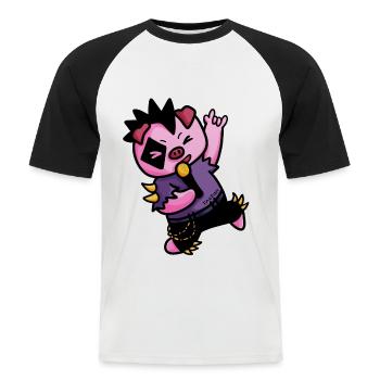 Pig Heavy Metal Music Microphone Kids Gift - Men's Baseball T-Shirt - white/black - Front - Nik (191cm)