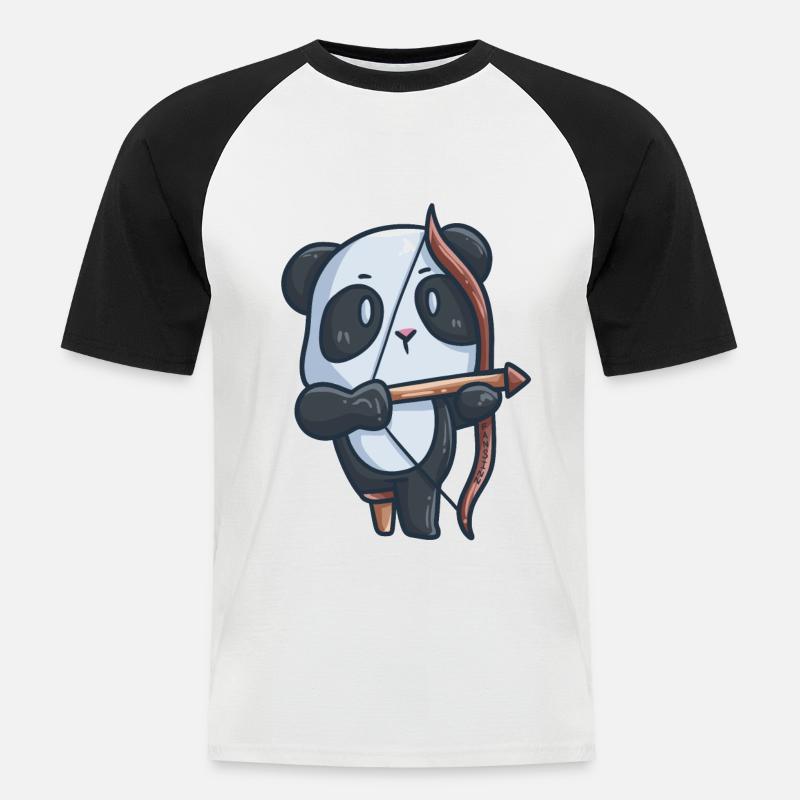 Panda Archery Disability Denture Gift - Men's Baseball T-Shirt - white/black