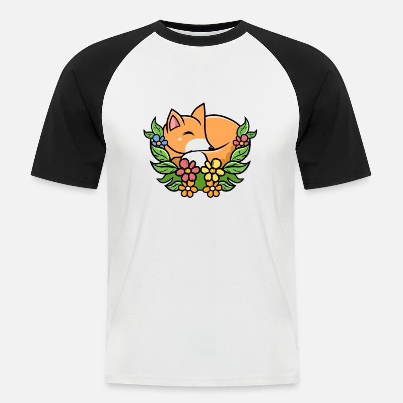 Fuchs Cartoon Kleinkind - Männer Baseball-T-Shirt - Weiß/Schwarz