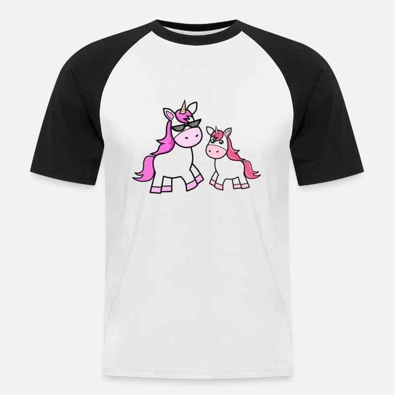 Daddycorn Vater Einhorn - Männer Baseball-T-Shirt - Weiß/Schwarz