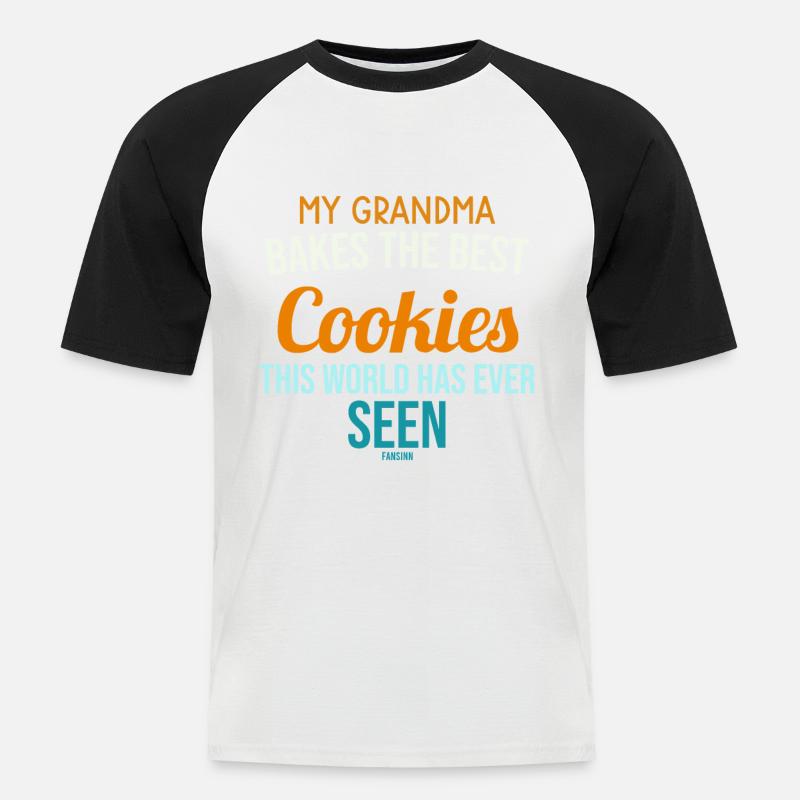 Oma Kekse backen Plätzchen Geschenk - Männer Baseball-T-Shirt - Weiß/Schwarz