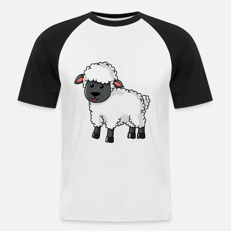 Schaf Schäffchen Scharfshirte Schafsbauer - Männer Baseball-T-Shirt - Weiß/Schwarz