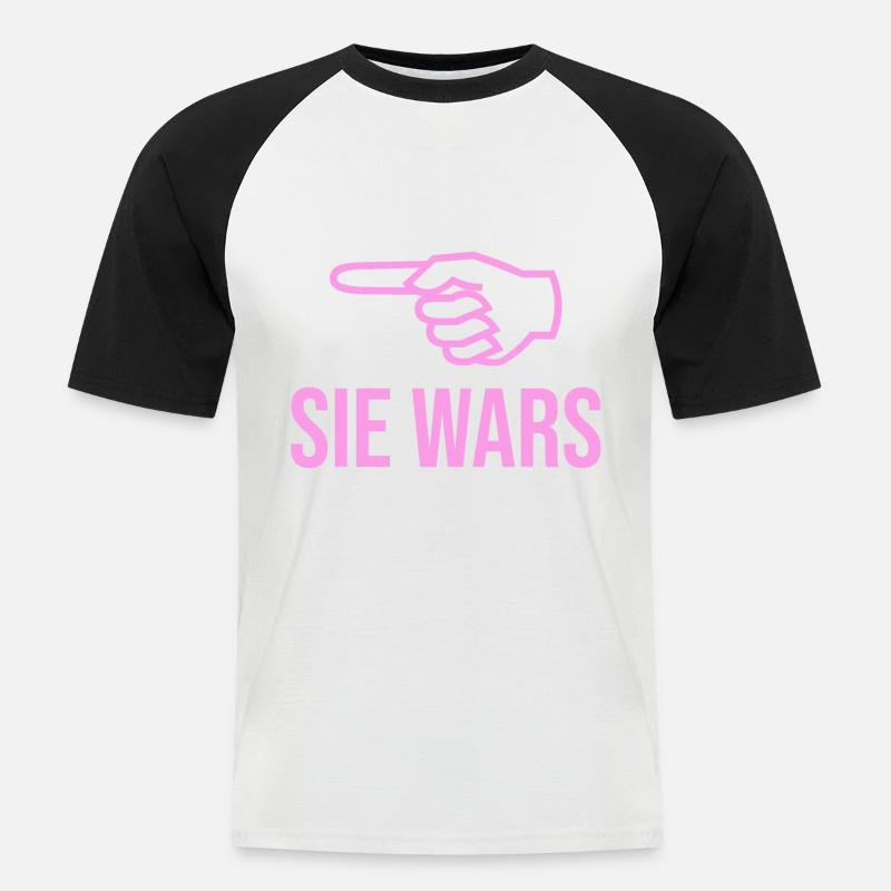 Sie wars - Männer Baseball-T-Shirt - Weiß/Schwarz