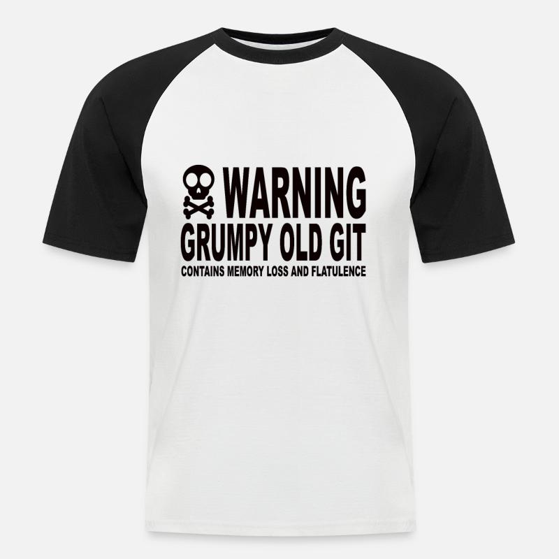 Warning Grumpy Old Git - T-shirt baseball manches courtes Homme - blanc/noir