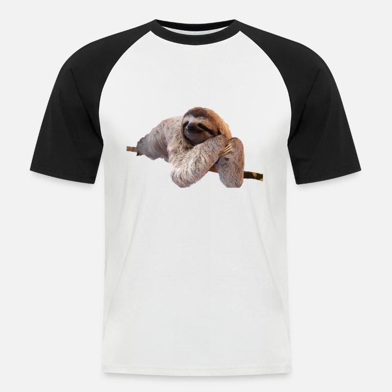 Faultier Sloth Geschenk Idee - Männer Baseball-T-Shirt - Weiß/Schwarz