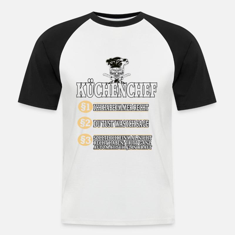 Küchenchef Koch Kochen - Männer Baseball-T-Shirt - Weiß/Schwarz