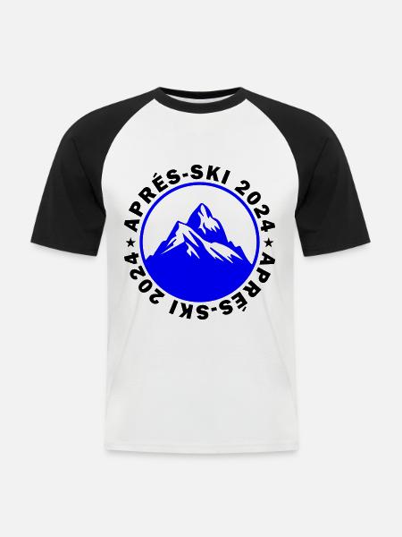 Après-ski 2024 - T-shirt baseball manches courtes Homme - blanc/noir