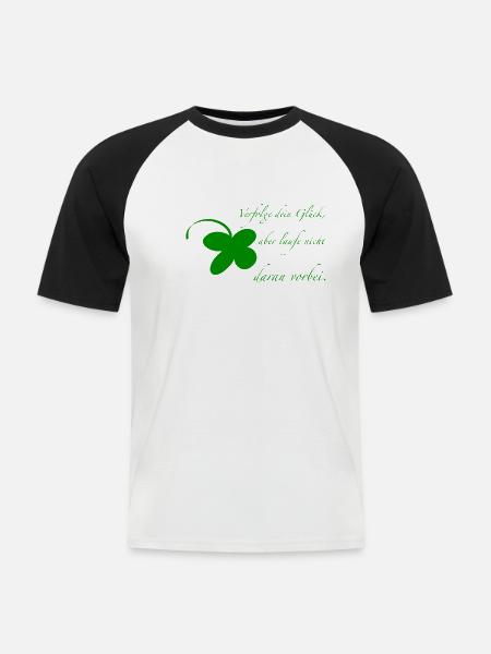 verfolge dein Glück - Männer Baseball-T-Shirt - Weiß/Schwarz