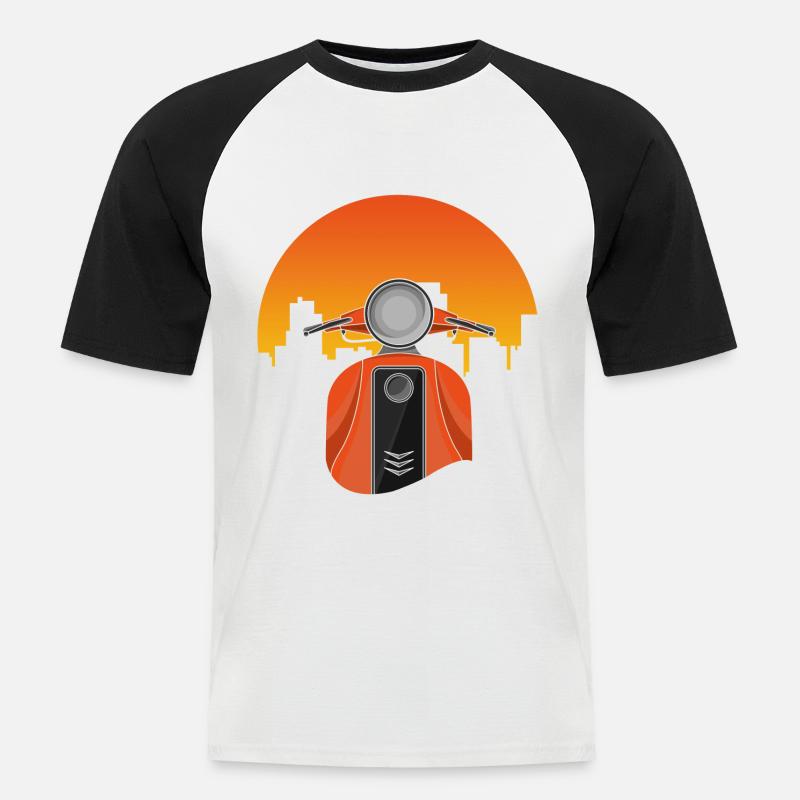 Moped mit Häuser - Männer Baseball-T-Shirt - Weiß/Schwarz