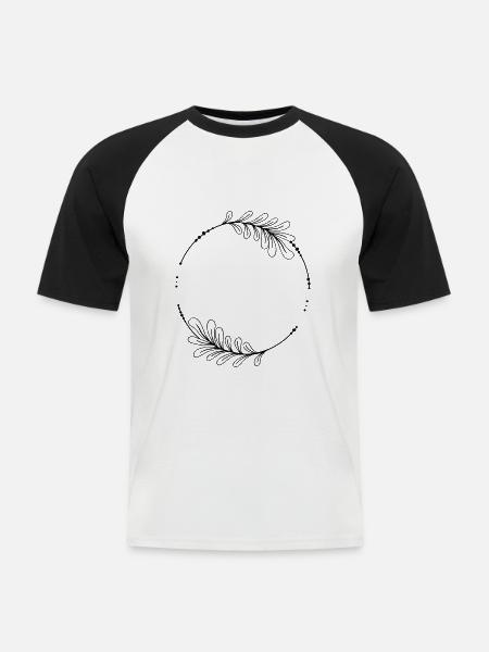 Black circle frame with leaves - Men's Baseball T-Shirt - white/black