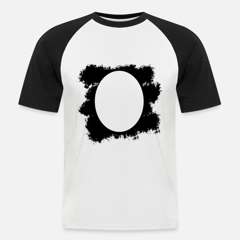 Schwarzer Farbfleck Hintergrund Oval - Männer Baseball-T-Shirt - Weiß/Schwarz