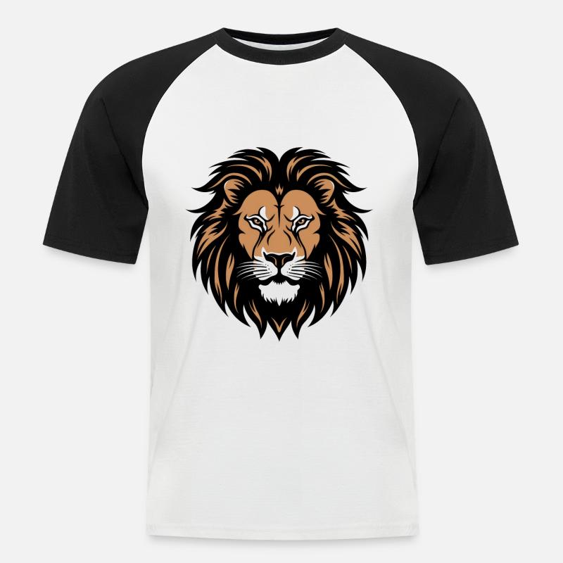 Löwe - Männer Baseball-T-Shirt - Weiß/Schwarz