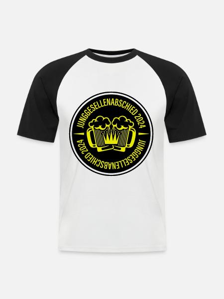 Junggesellenabschied 2024 Bier - Männer Baseball-T-Shirt - Weiß/Schwarz
