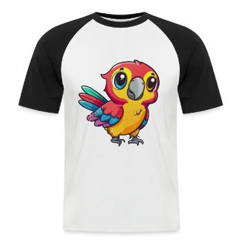Cute Colorful Parrot Friend - Men's Baseball T-Shirt - white/black - Front - Nik (191cm)