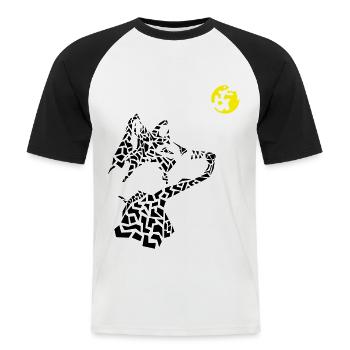 Wolf und Mond - Männer Baseball-T-Shirt - Weiß/Schwarz - Vorne - Nik (191cm)