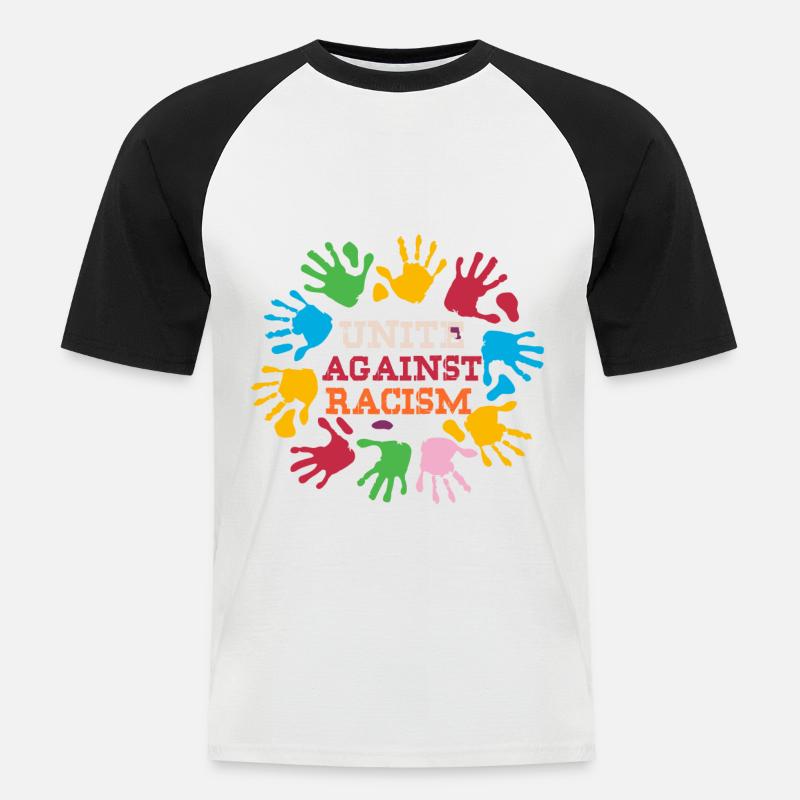 Antirassismus - Männer Baseball-T-Shirt - Weiß/Schwarz