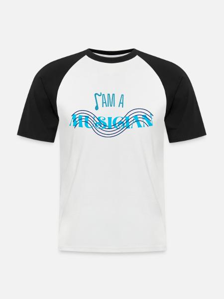 Ich bin Musiker, Noten - Männer Baseball-T-Shirt - Weiß/Schwarz