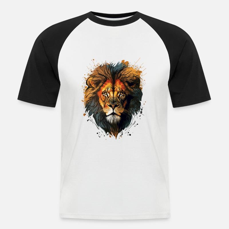 Löwen Geschenkidee - Männer Baseball-T-Shirt - Weiß/Schwarz