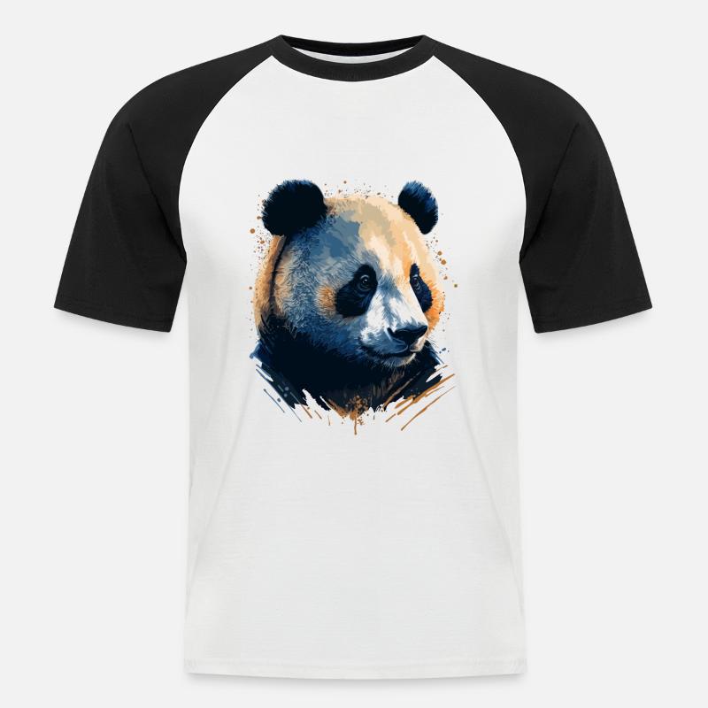 Panda Bär Geschenkidee - Männer Baseball-T-Shirt - Weiß/Schwarz