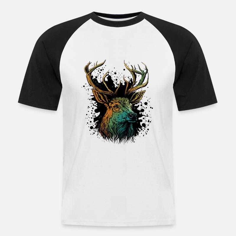 Antlers Head - Men's Baseball T-Shirt - white/black