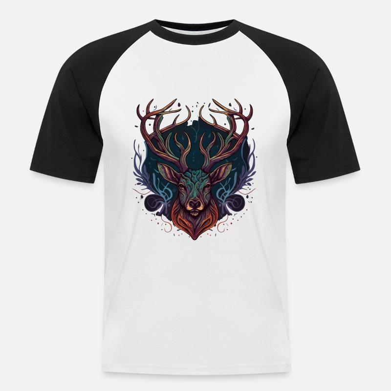 Hirschbogenjäger - Männer Baseball-T-Shirt - Weiß/Schwarz