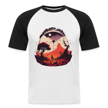 its out there - Men's Baseball T-Shirt - white/black - Front - Nik (191cm)
