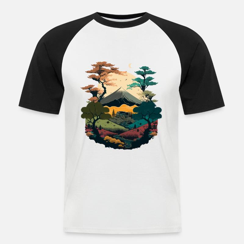 Illustration im Querformat - Männer Baseball-T-Shirt - Weiß/Schwarz