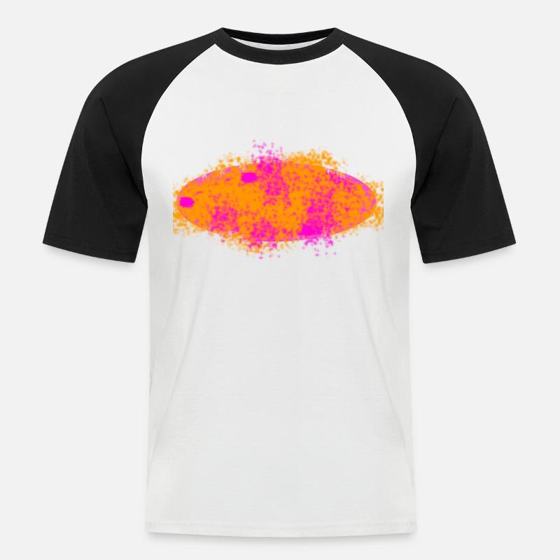 Splash orange pink - Männer Baseball-T-Shirt - Weiß/Schwarz