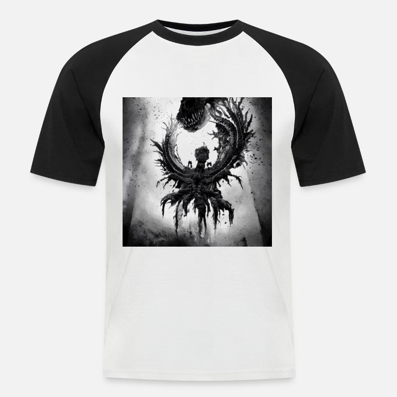 Schwarzer Engel - Männer Baseball-T-Shirt - Weiß/Schwarz