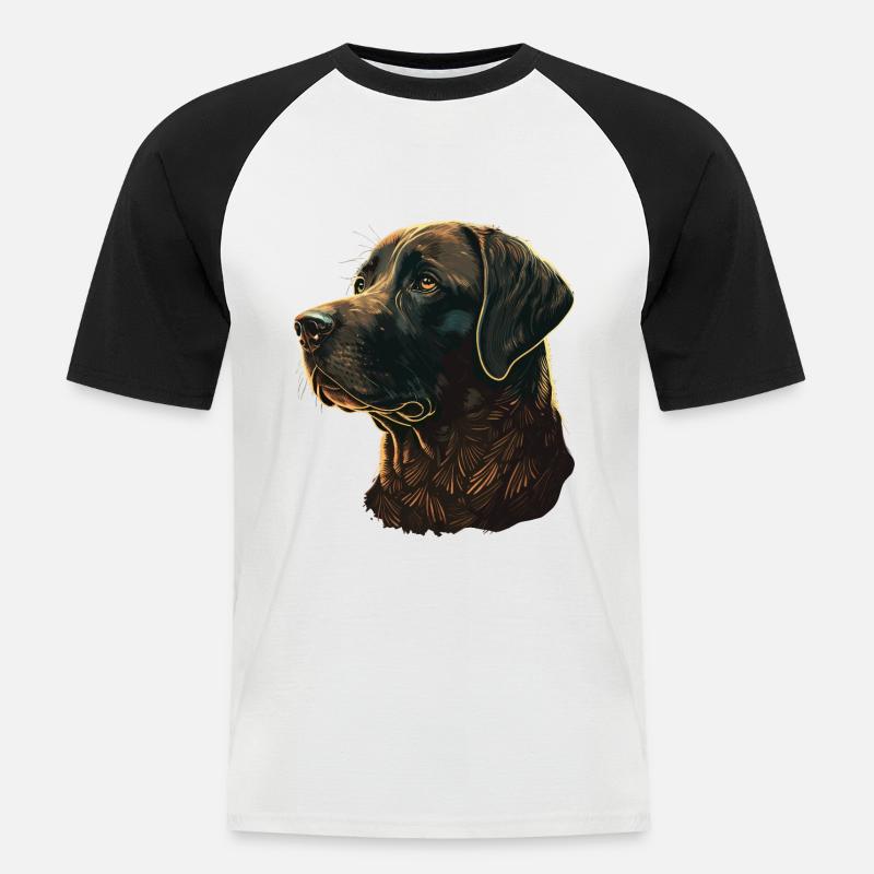 Ruhiger Labrador Retriever - Männer Baseball-T-Shirt - Weiß/Schwarz